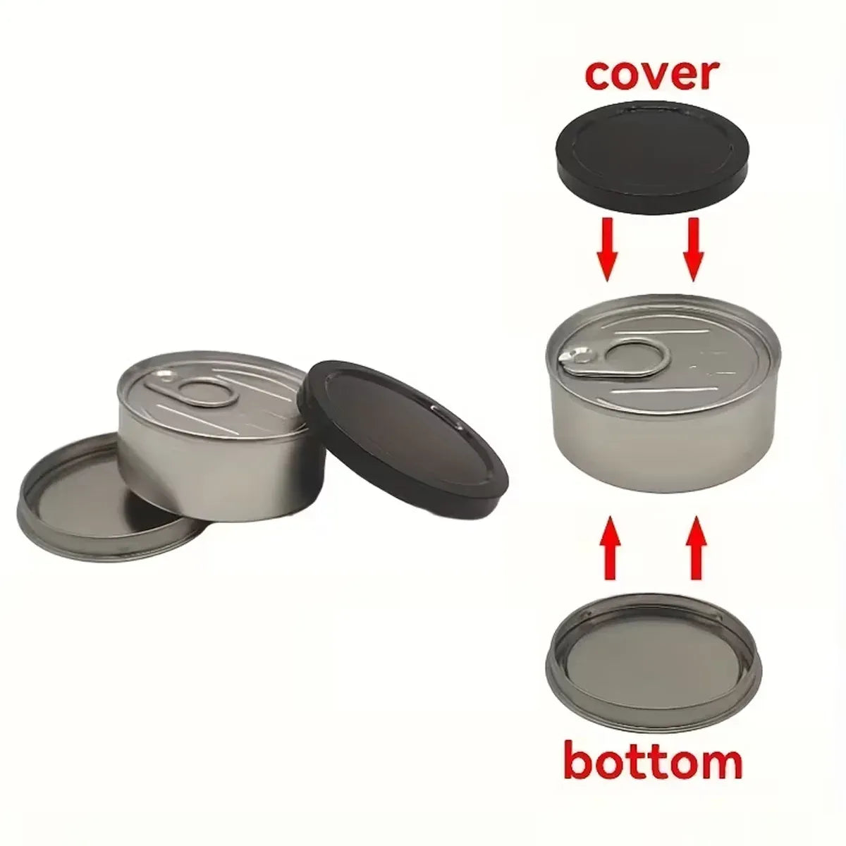Round Tin Storage Box 100ml Easy Pull Lid Metal Container 10pcs Small Parts