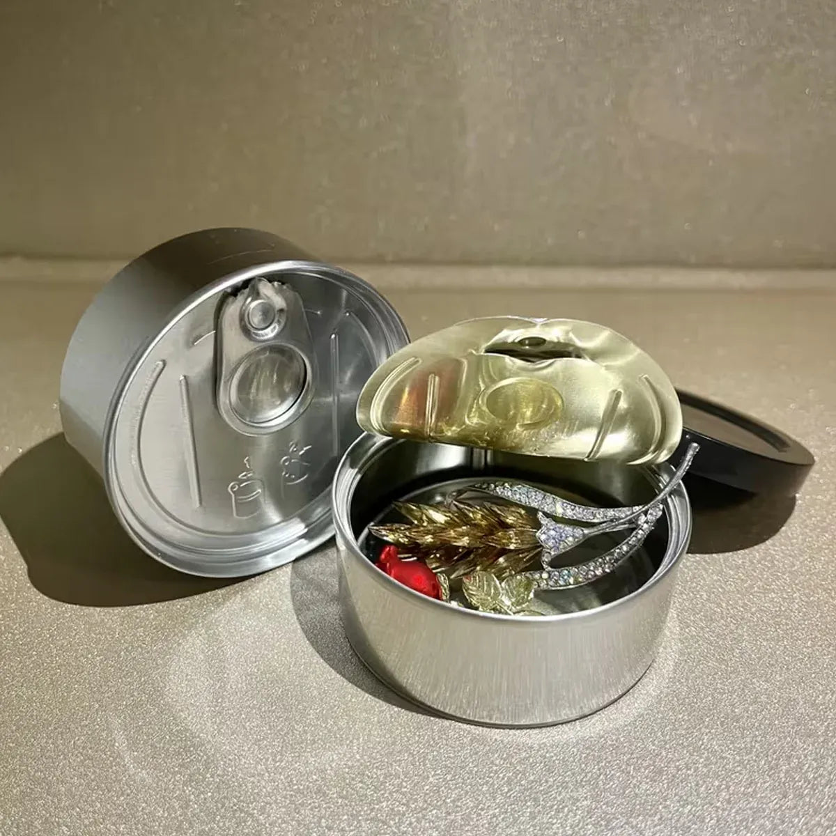 Round Tin Storage Box 100ml Easy Pull Lid Metal Container 10pcs Small Parts