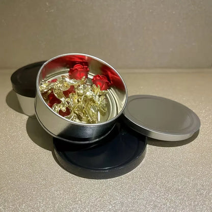 Round Tin Storage Box 100ml Easy Pull Lid Metal Container 10pcs Small Parts