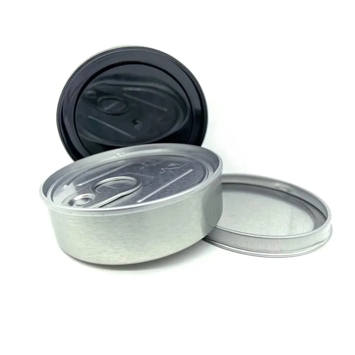 Round Tin Storage Box 100ml Easy Pull Lid Metal Container 10pcs Small Parts