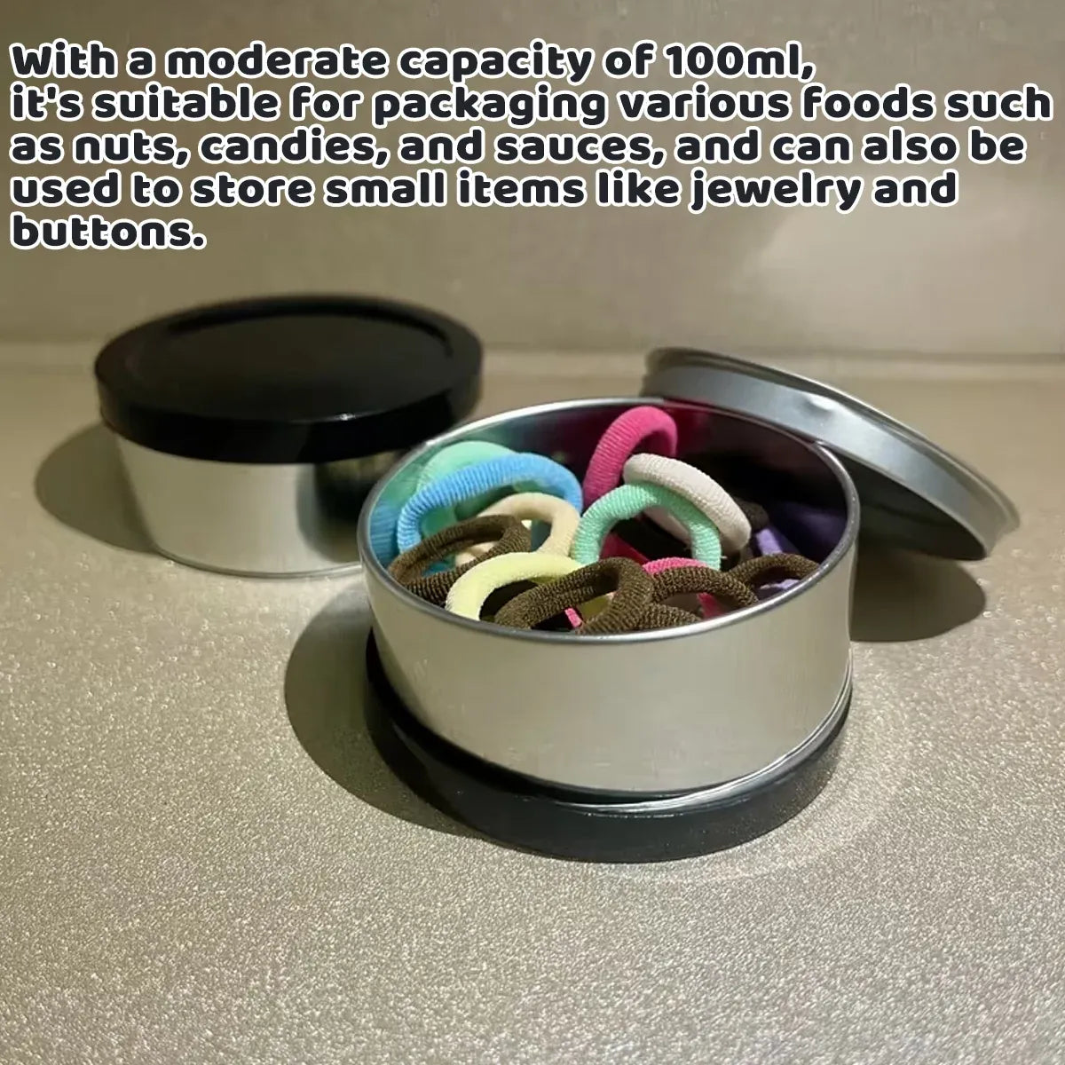 Round Tin Storage Box 100ml Easy Pull Lid Metal Container 10pcs Small Parts