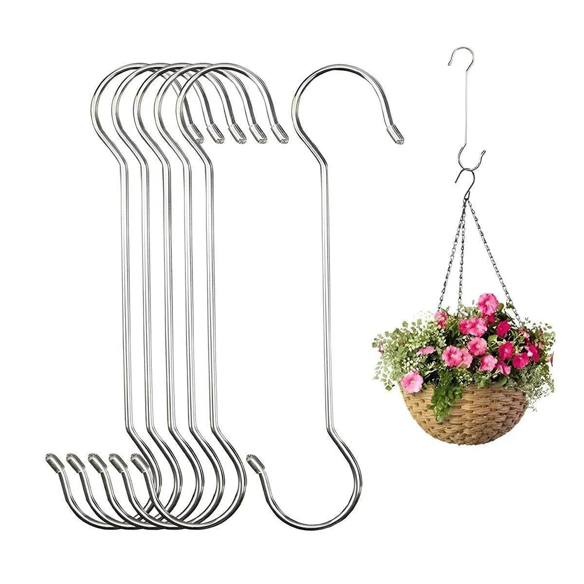 8pcs Metal S Hooks Multifunctional Garden Pot Hangers Outdoor Bird Feeder Hooks