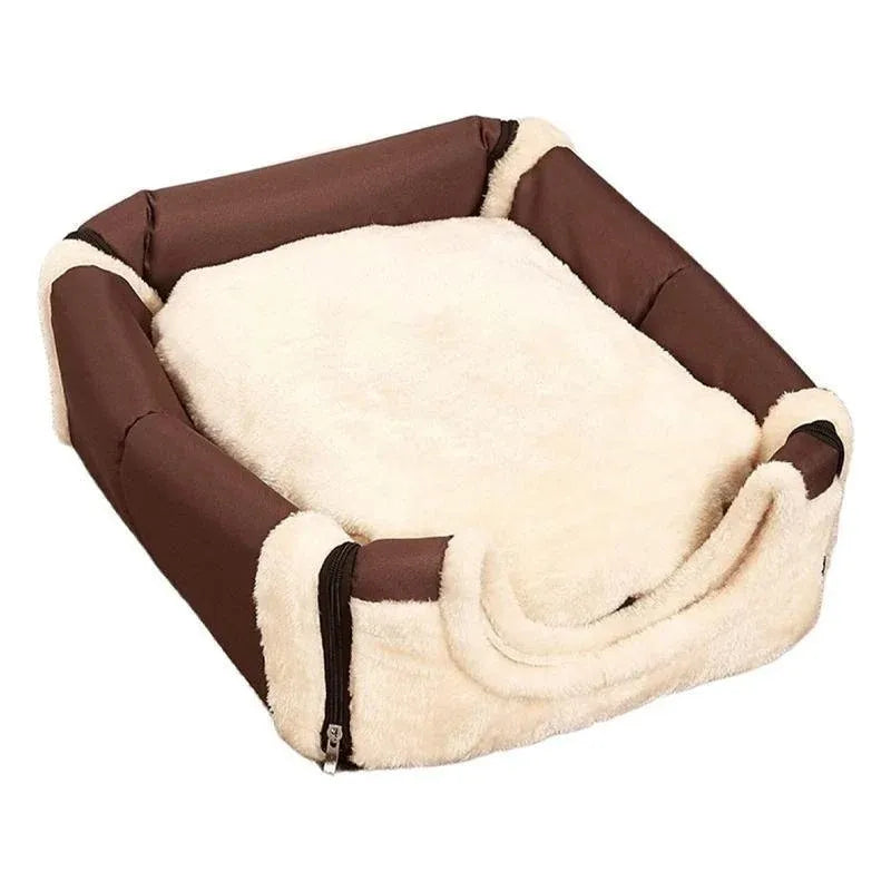 S Size Pet House Kennel Soft Igloo Beds Cave Cat Puppy Bed Warm Cushion Fold - Brown