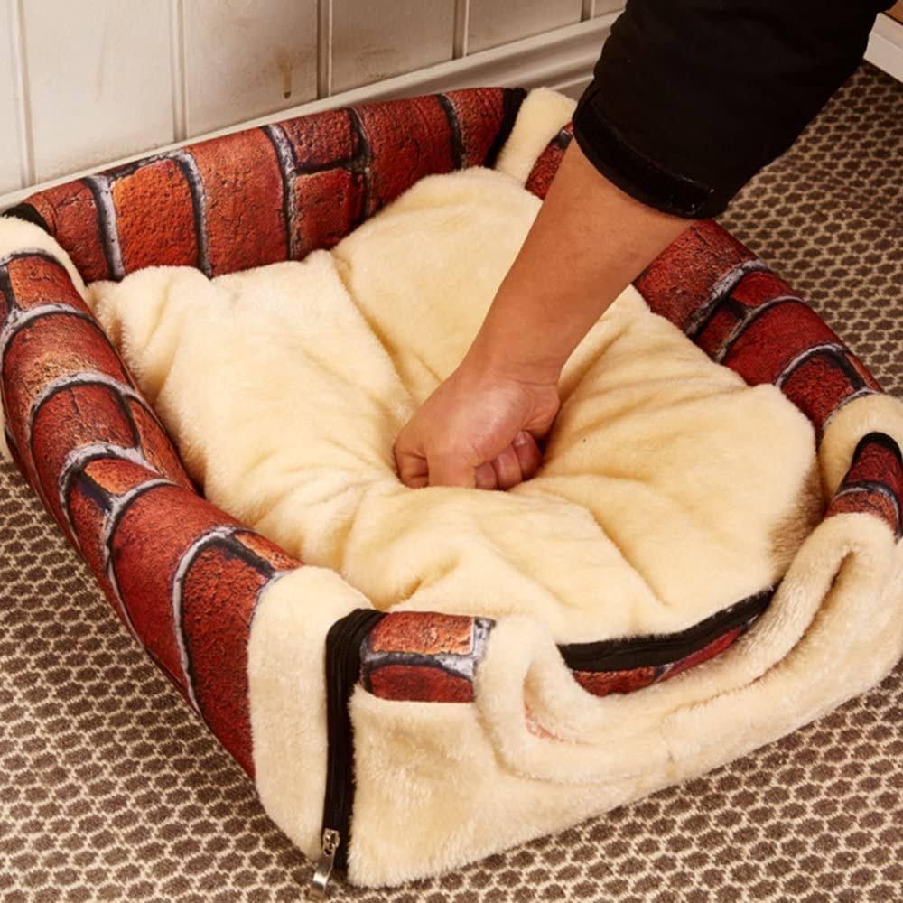 S Size Pet House Kennel Soft Igloo Beds Cave Cat Puppy Bed Warm Cushion Fold - Brown