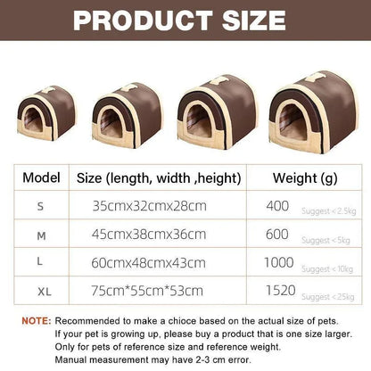 L Size Pet House Kennel Soft Igloo Beds Cave Cat Puppy Bed Warm Cushion Fold - Brown Dots