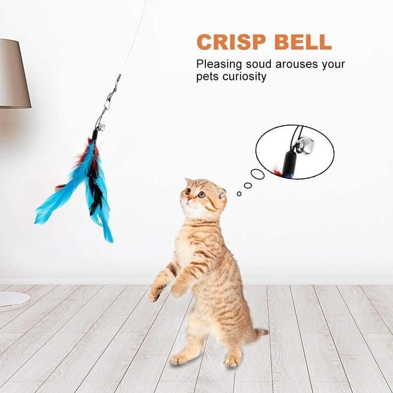 12PCS Cat Feather Teaser Wand Set Interactive Toy for Kittens and Cats Gift