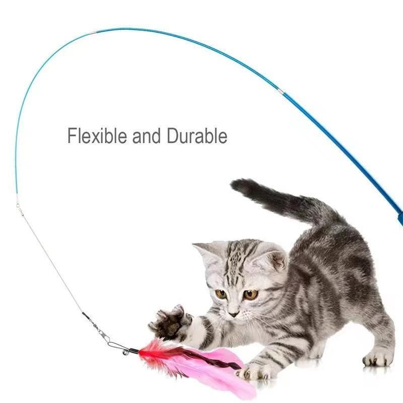 12PCS Cat Feather Teaser Wand Set Interactive Toy for Kittens and Cats Gift
