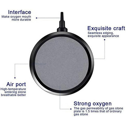 Air Bubble Disk Stone Aquarium Aerator Fish Tank Pump Hydroponics Oxygen - 20cm