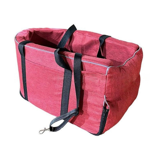 Car Pet Seat Auto Seat Center Console Dog Cat Nest Pad Removable Pet Carrier - Rose Red