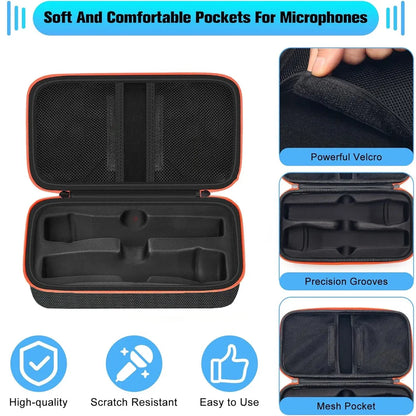 Portable EVA Microphone Storage Case Handheld Mic Box with Dividers Shockproof