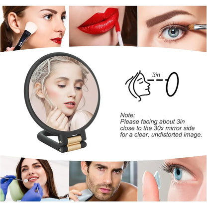 Makeup Mirror Handheld Magnifying Mirror 30X Portable Mirror Compact Travel Tool - White