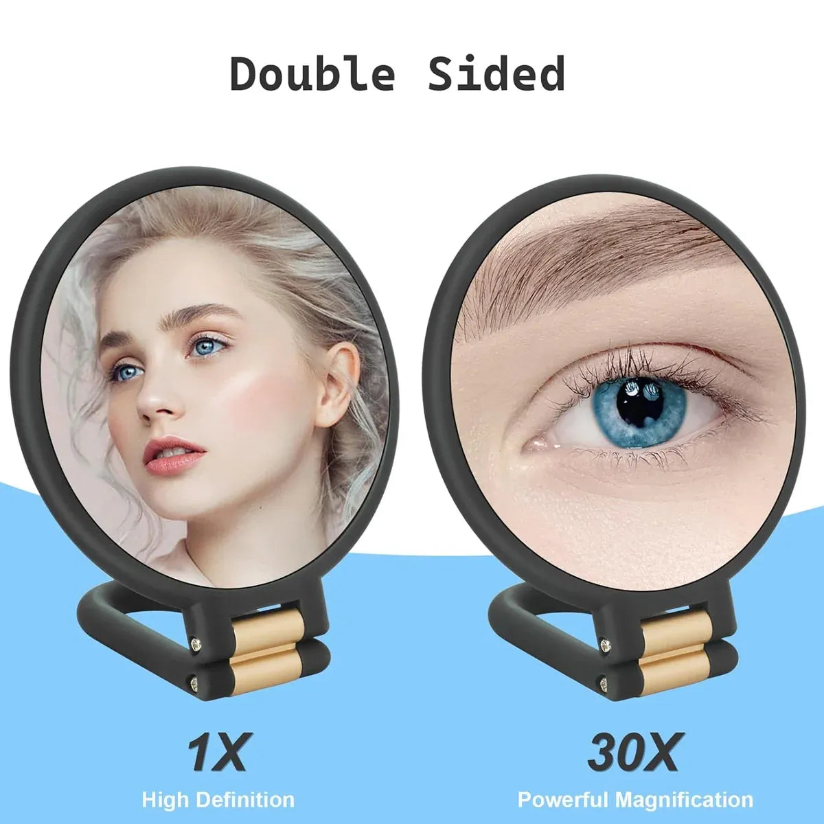 Makeup Mirror Handheld Magnifying Mirror 30X Portable Mirror Compact Travel Tool - White