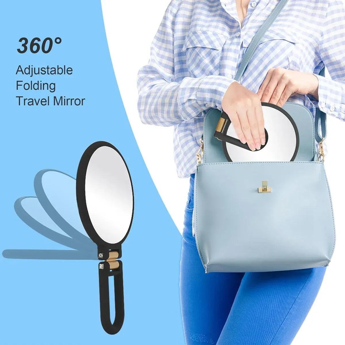 Makeup Mirror Handheld Magnifying Mirror 30X Portable Mirror Compact Travel Tool - White