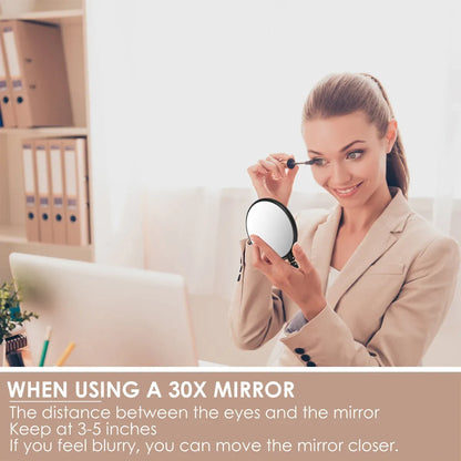 Makeup Mirror Handheld Magnifying Mirror 30X Portable Mirror Compact Travel Tool - White