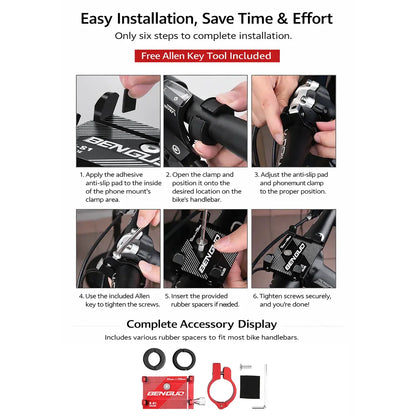 Aluminium Alloy Bicycle Phone Holder Handlebar Mount For Bike Motorcycle - Black