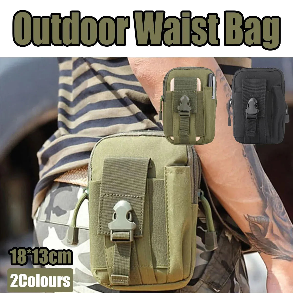 Outdoor Tactical Waist Bag Durable for Hiking Camping Travel Sports