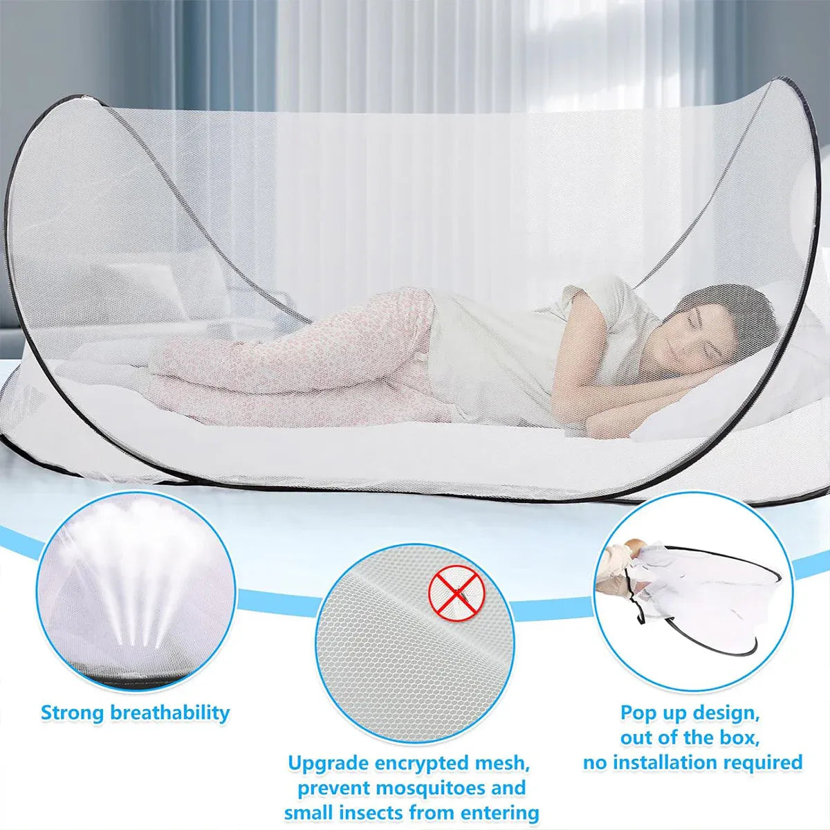 Portable Foldable Mosquito Net Pop-Up Travel Tent for Indoor Outdoor Use