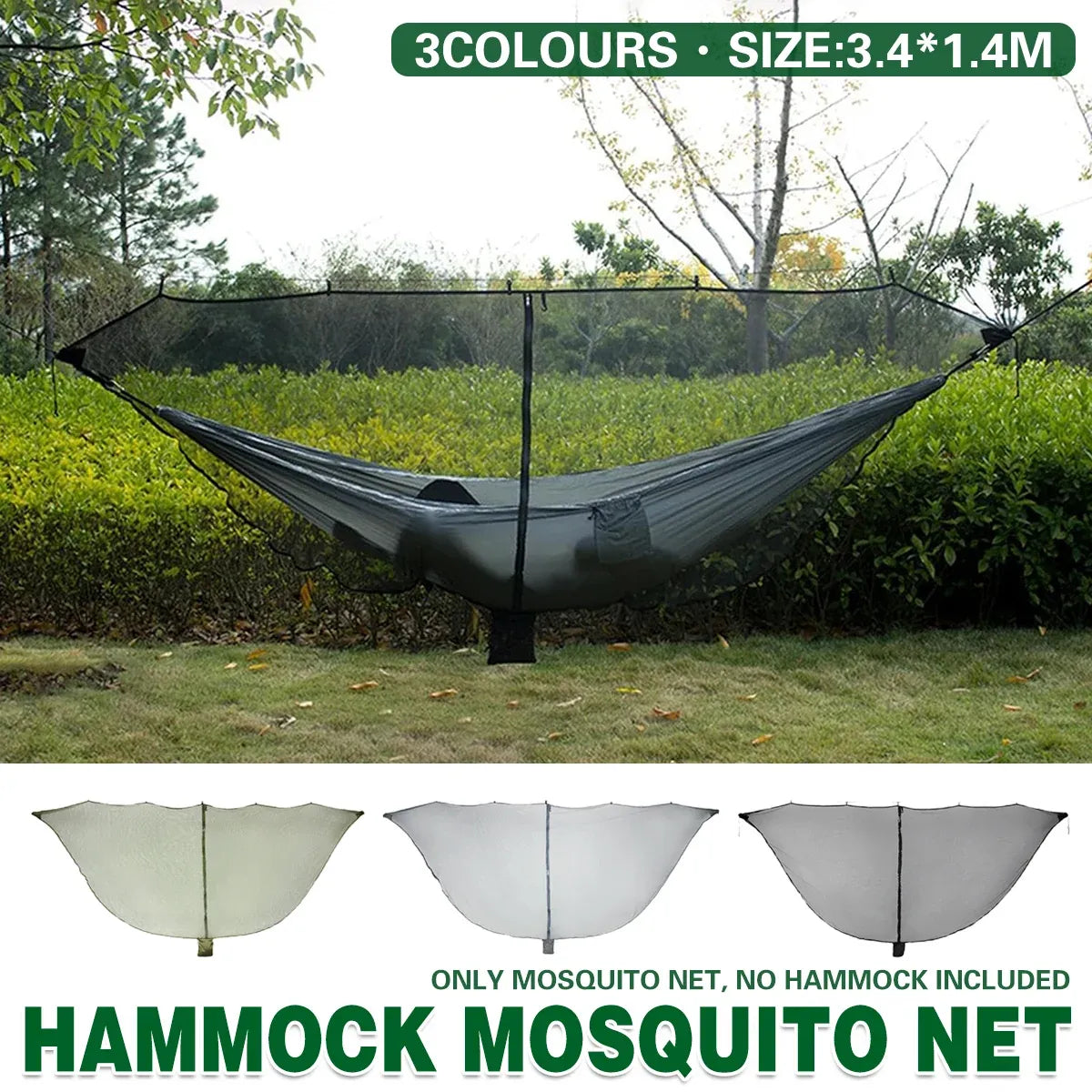 Hammock Mosquito Net Separate Anti-Mosquito Cover For Outdoor Picnic Camping - Grey