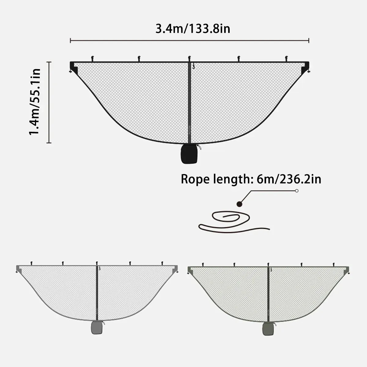 Hammock Mosquito Net Separate Anti-Mosquito Cover For Outdoor Picnic Camping - Grey