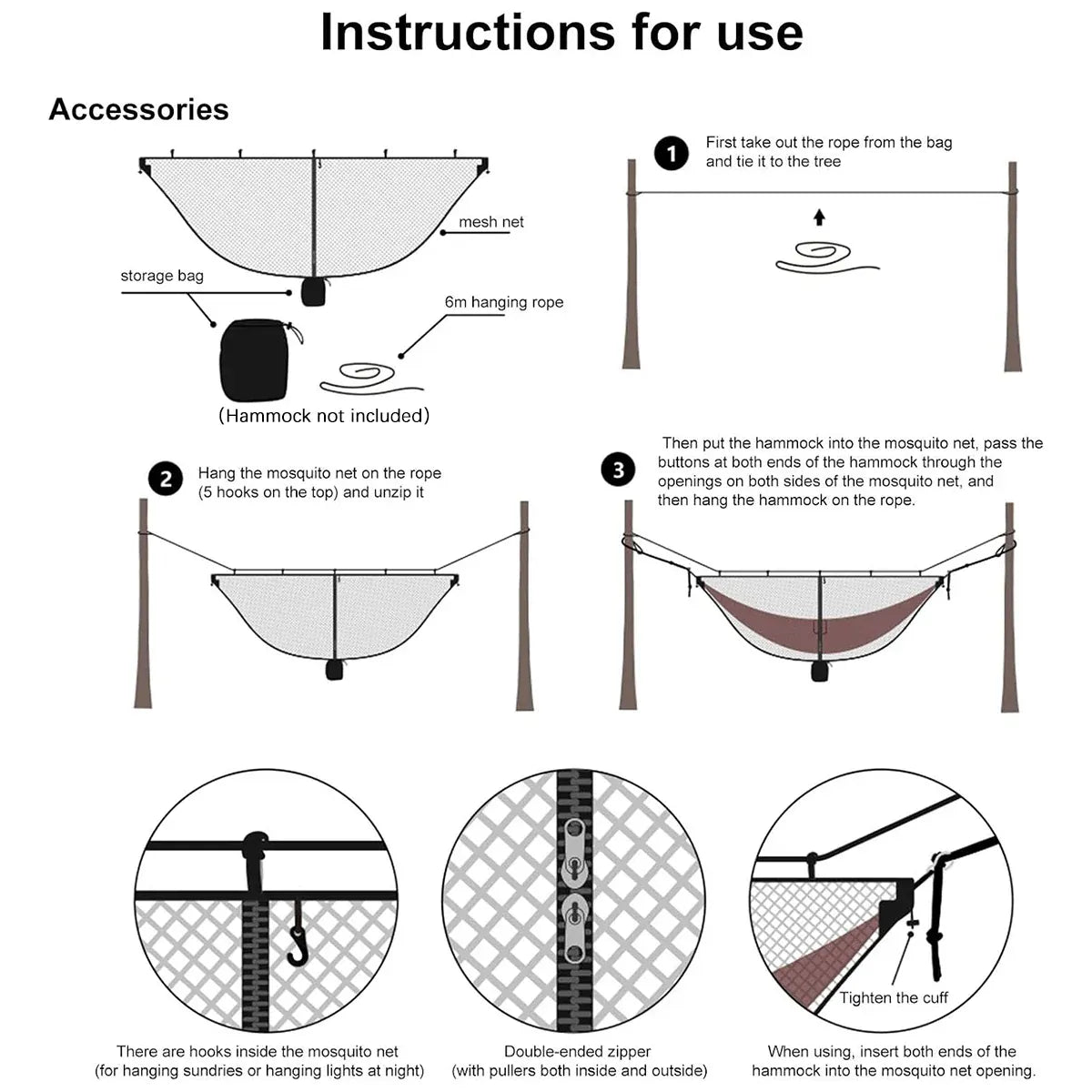 Hammock Mosquito Net Separate Anti-Mosquito Cover For Outdoor Picnic Camping - Grey