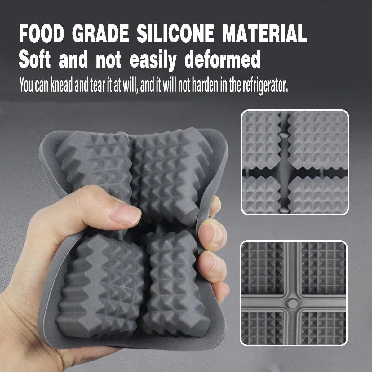2PCS Silicone Ice Cube Tray Round and Square Ice Ball Maker for Whiskey Cocktails - Blue