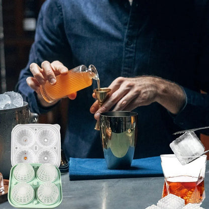 2PCS Silicone Ice Cube Tray Round and Square Ice Ball Maker for Whiskey Cocktails - Blue