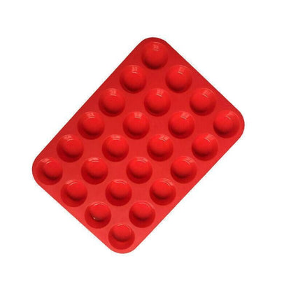 24 Cavity Pan Tray Silicone Mini Cupcake Cookie Baking Mold Au - Red