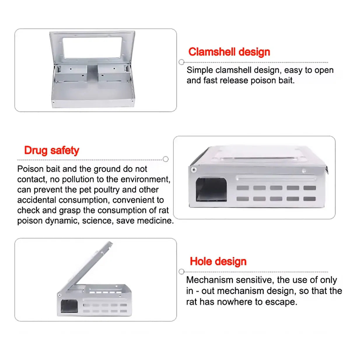 Humane Rodent Catcher Reusable Pest Control Box Enclosed Design for Home Use