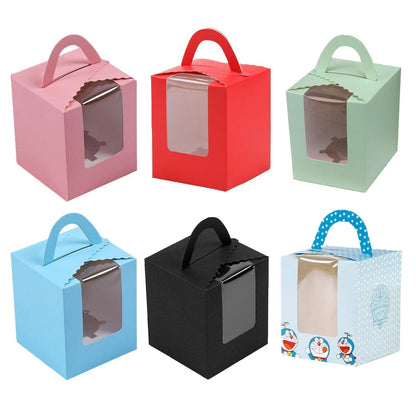 50 Pack Premium Cupcake Boxes with Window Thickened Cardboard Muffin Holders - Green