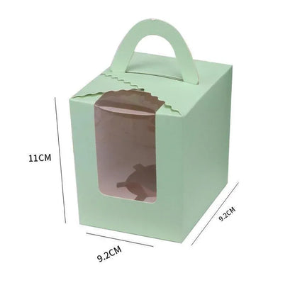 50 Pack Premium Cupcake Boxes with Window Thickened Cardboard Muffin Holders - Pink