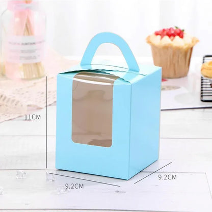 50 Pack Premium Cupcake Boxes with Window Thickened Cardboard Muffin Holders - Pink