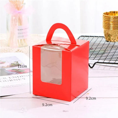 50 Pack Premium Cupcake Boxes with Window Thickened Cardboard Muffin Holders - Pink