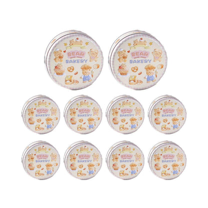 10PCS Cookie Tin Box Metal Biscuit Gift Box Candy Packaging Dragon Year Baking - Bread Bear (bump)