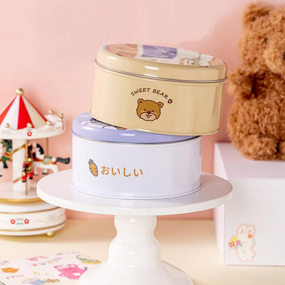 10PCS Cookie Tin Box Metal Biscuit Gift Box Candy Packaging Dragon Year Baking - Bread Bear (bump)