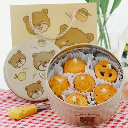 10PCS Cookie Tin Box Metal Biscuit Gift Box Candy Packaging Dragon Year Baking - Bread Bear (bump)