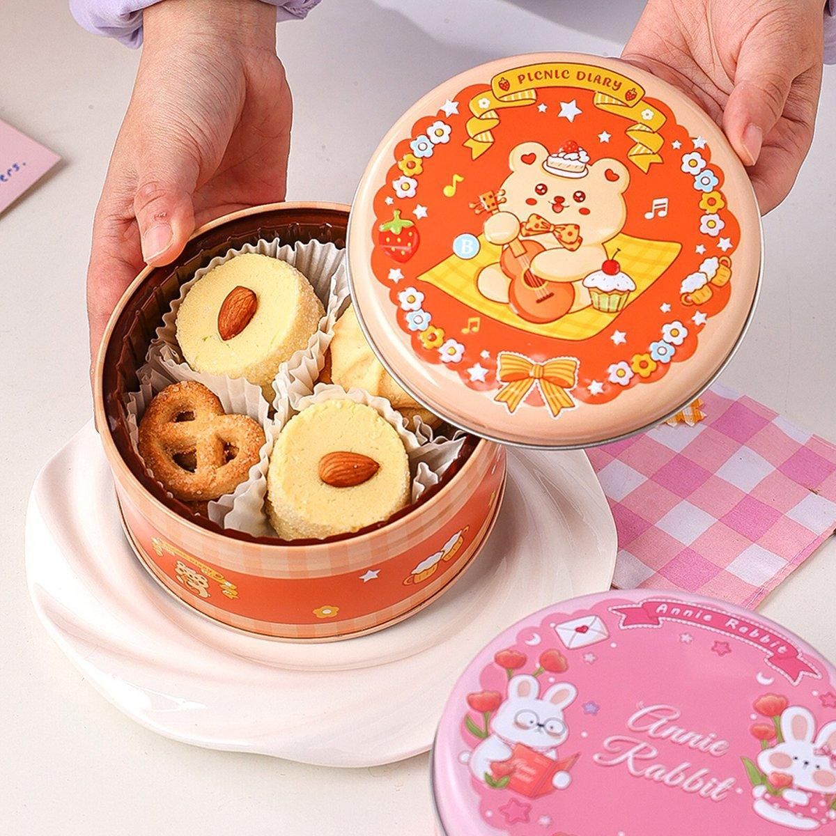 10PCS Cookie Tin Box Metal Biscuit Gift Box Candy Packaging Dragon Year Baking - Bread Bear (bump)