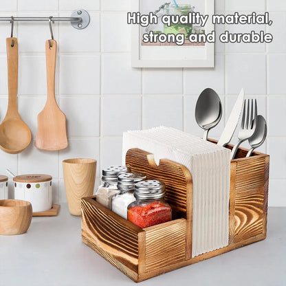 Wooden Spice Storage Box Desktop Organiser Rack Kitchen Countertop Container