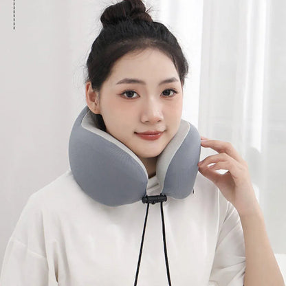 Memory Foam U Shaped Neck Pillow Travel Portable Office Nap Support Pillow - Black