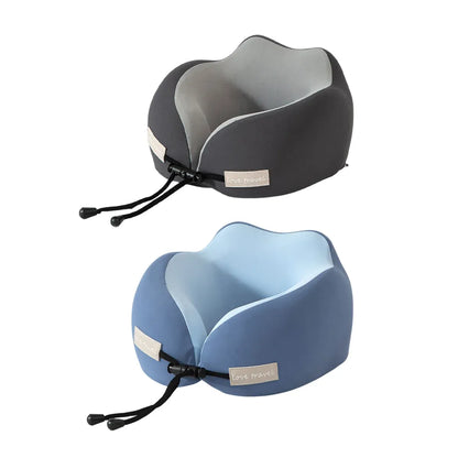 Travel Neck Pillow Memory Foam U Shape Grey Cushion for Airplane Train Support - DarK Blue