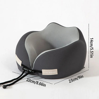 Travel Neck Pillow Memory Foam U Shape Grey Cushion for Airplane Train Support - DarK Blue