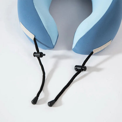 Travel Neck Pillow Memory Foam U Shape Grey Cushion for Airplane Train Support - DarK Blue