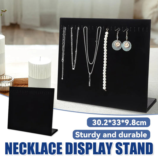 24Hooks Necklace Display Stand Wooden Jewelry Organizer for Store Home Use