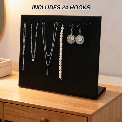 24Hooks Necklace Display Stand Wooden Jewelry Organizer for Store Home Use