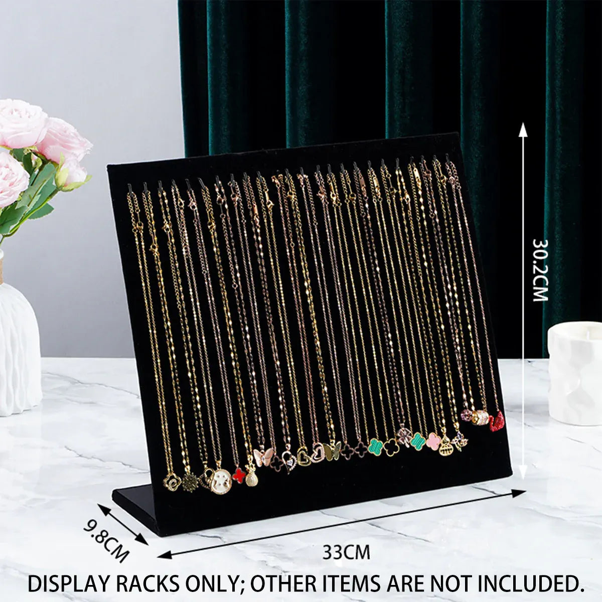 24Hooks Necklace Display Stand Wooden Jewelry Organizer for Store Home Use