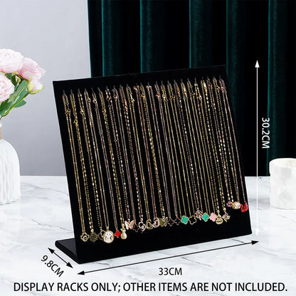 24Hooks Necklace Display Stand Wooden Jewelry Organizer for Store Home Use