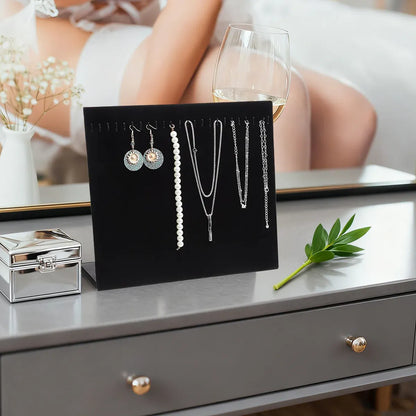 24Hooks Necklace Display Stand Wooden Jewelry Organizer for Store Home Use