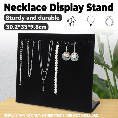 24Hooks Necklace Display Stand Wooden Jewelry Organizer for Store Home Use