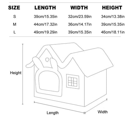 Removable Washable Pet House Four Seasons Cat Enclosed House - Grey-M