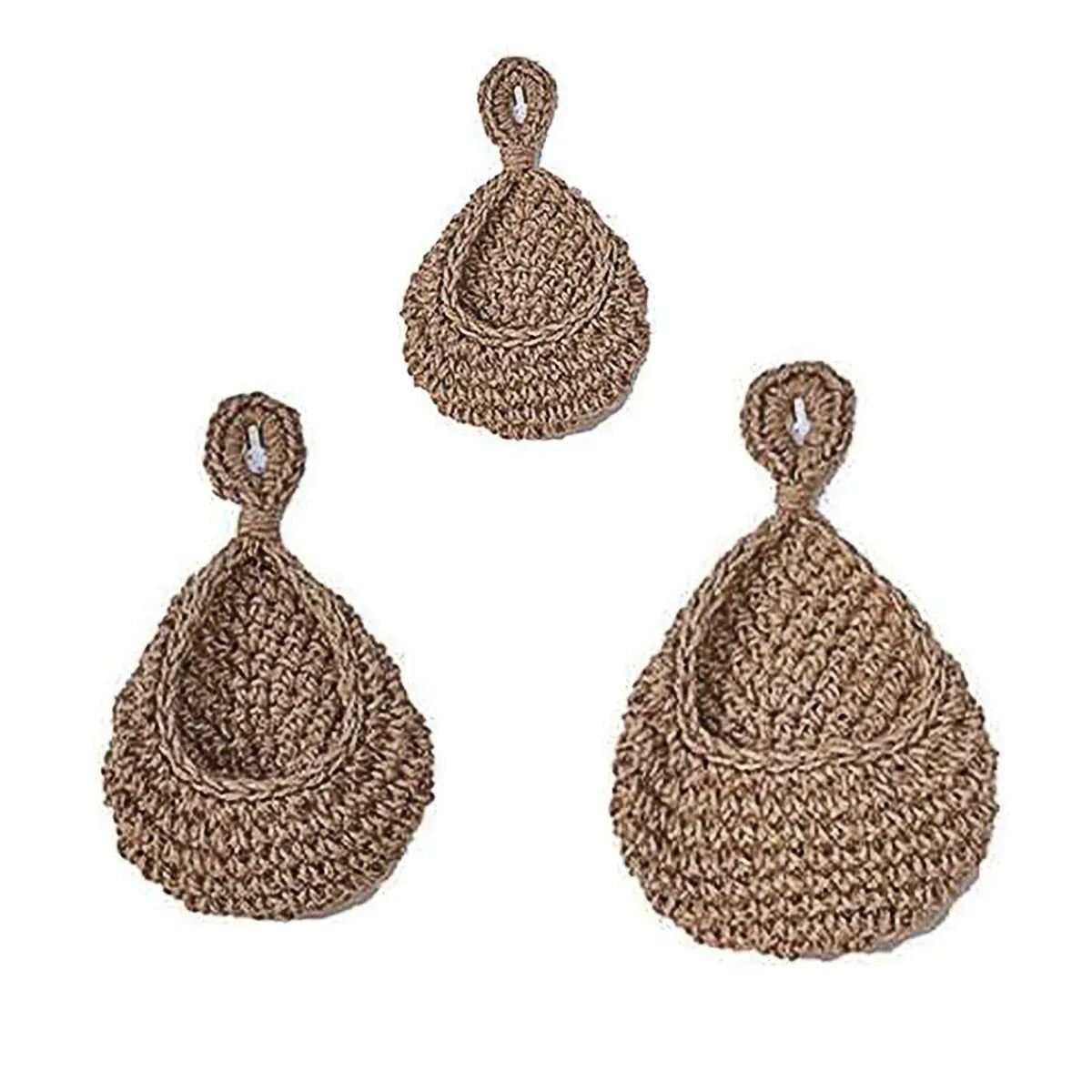 3pcs Boho Hanging Wall Baskets Woven Vegetable Fruit Storage Pouch Kitchen Decor