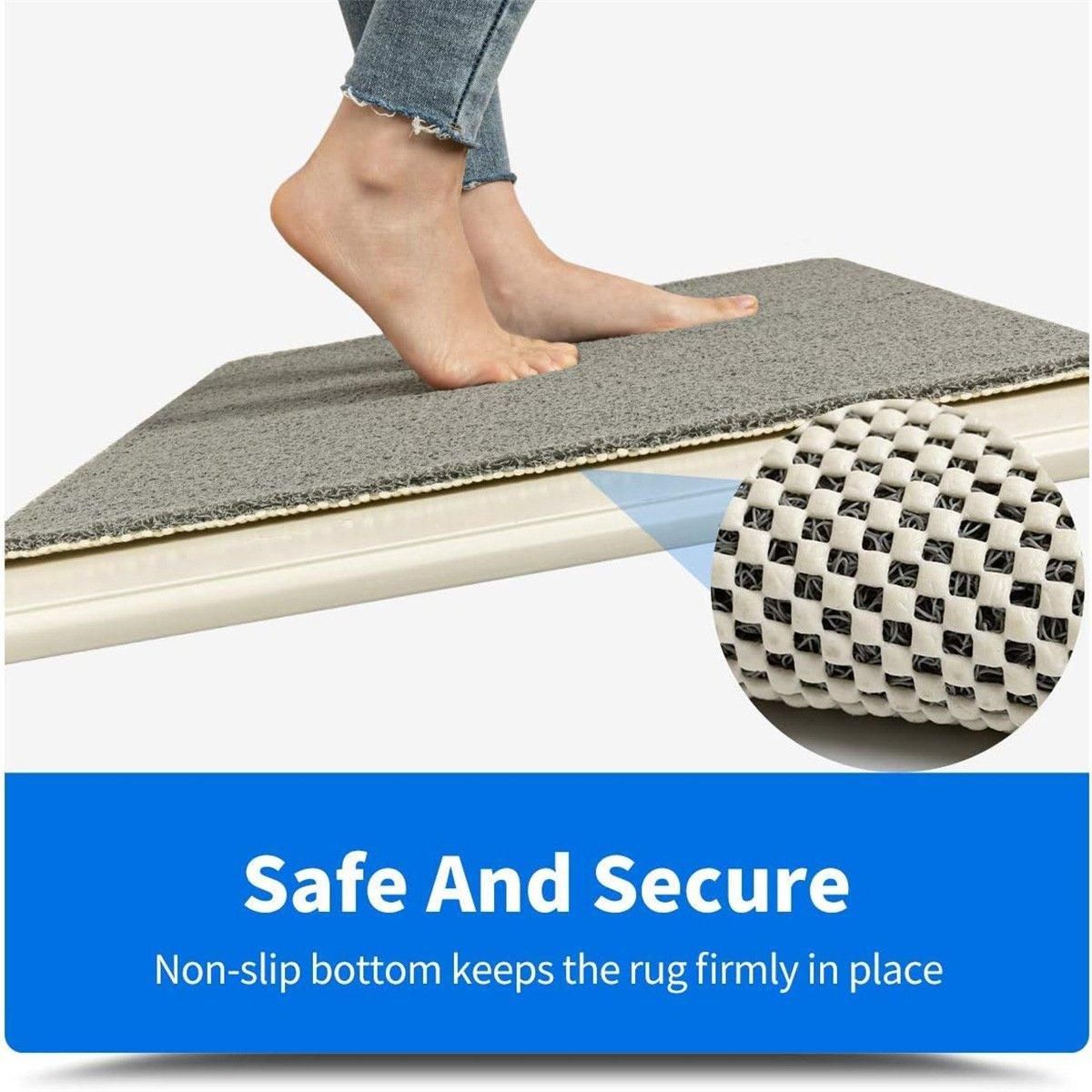Anti Slip Bathroom Mat Non Slip Shower Floor Mat Quick Dry Soft Comfortable Rug - Grey-40x60cm